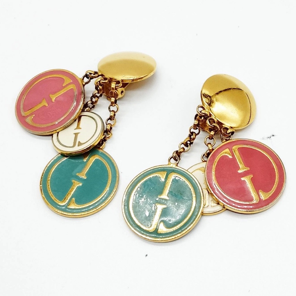 GUCCI GG Triple Dangle Vintage Earrings - Picture 1 of 7